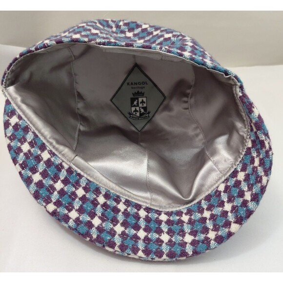 Kangol Heritage Tweed Deeto Woven Purple Blue Checkered Newsboy Hat Small - Picture 4 of 6